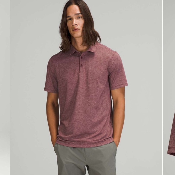 Lululemon Athletica Evolution Short Sleeve Polo Shirt in Heathered Red Merlot - Picture 1 of 7